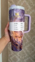 ماگ استنلی گلدار Quencher H2.O Tumbler دسته دار 1.18 لیتر طرح کهکشانی اورجینال ارسال فوری با پیک برای تهران