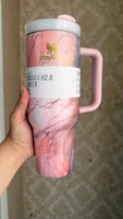 ماگ استنلی گلدار Quencher H2.O Tumbler دسته دار 1.18 لیتر طرح کهکشانی اورجینال ارسال فوری با پیک برای تهران