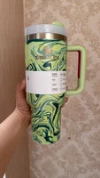 ماگ استنلی گلدار Quencher H2.O Tumbler دسته دار 1.18 لیتر طرح کهکشانی اورجینال ارسال فوری با پیک برای تهران