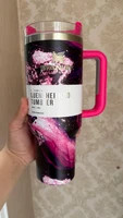 ماگ استنلی گلدار Quencher H2.O Tumbler دسته دار 1.18 لیتر طرح کهکشانی اورجینال ارسال فوری با پیک برای تهران