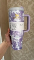 ماگ استنلی گلدار Quencher H2.O Tumbler دسته دار 1.18 لیتر طرح کهکشانی اورجینال ارسال فوری با پیک برای تهران